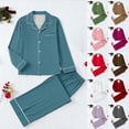 thumbnail image 1 of Horkkom Pajamas for Women Set 2 Piece Long Sleeve Button Dowm Shirts with Pocket Elastic Waist Pants Lounge Sets Loose Casual Pjs Sets XXL, 1 of 8