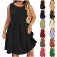 thumbnail image 1 of Horkkom Plus Size Dresses for Curvy Women Sleeveless Mini Dresses Summer Casual Tiered Tank Sundresses XXXL, 1 of 8