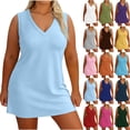 thumbnail image 1 of Horkkom Plus Size Dresses for Curvy Women V Neck Sleeveless Mini Dresses Summer Beach Vacation Sundresses XXXXXL, 1 of 7