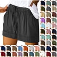 thumbnail image 1 of Horkkom Plus Size Shorts for Women Summer Elastic Waist Drawstring Shorts Running Athletic Workout Shorts with Pockets L, 1 of 8