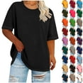 thumbnail image 1 of Horkkom Plus Size Tops for Women Crewneck Short Sleeve Shirts Summer Loose Solid Color T Shirts XXXL, 1 of 6