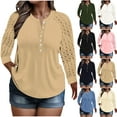 thumbnail image 1 of Horkkom Plus Size Tops for Women Long Sleeve Lace V Neck Tops Button Loose Casual Tops XXXXXL, 1 of 8