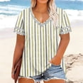 thumbnail image 1 of Horkkom Plus Size Tops for Women Spring Summer V Neck Short Sleeve Tops Striped Print Loose Casual Tops S, 1 of 6