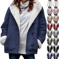 thumbnail image 1 of Horkkom Plus Size Winter Coats for Women Button Fleece Jacket Warm Soft Hoodies with Pockets XXL, 1 of 6