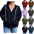 thumbnail image 1 of Horkkom Plus Size Zip Up Hoodies for Women with Pockets Drawstring Fleece Sweatshirt Causal Loose Jackets XL, Gifts for Women, 1 of 7