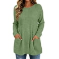 thumbnail image 1 of Horkkom Pullover Sweaters for Women Solid Color Crew Neck Tunic Sweater Casual Trendy Tops with Pockets XXL, 1 of 5
