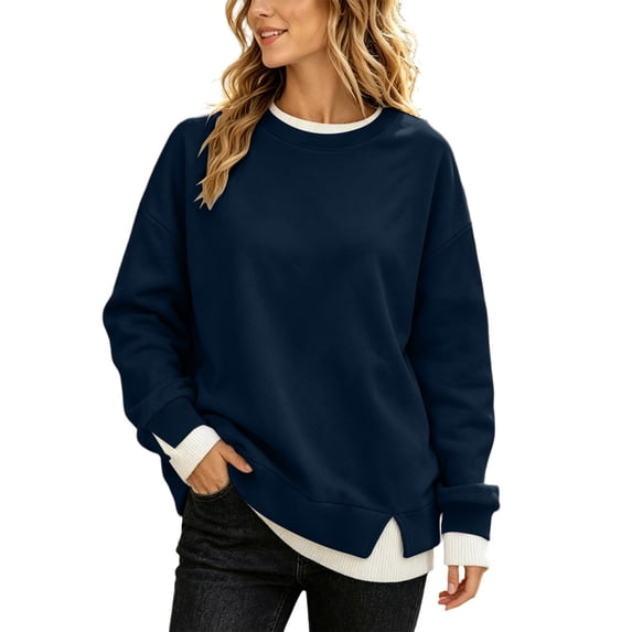 Horkkom Pullover Sweatshirts for Women Long Sleeve Crewneck Sweatshirts Casual Thin Fall Outfits S