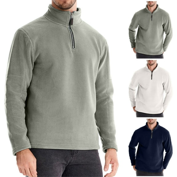 Horkkom Quarter Zip Pullover Men Long Sleeve Mock Neck Sweatshirt Winter Fleece Sweatshirts L, Gifts for Men