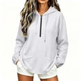 thumbnail image 1 of Horkkom Quarter Zip Pullover Women Casual Fall Winter Sweatshirts Loose Drawstring Hoodie with Pockets XXL, 1 of 8