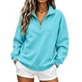 thumbnail image 1 of Horkkom Quarter Zip Pullover Women Casual Loose Soft Tops Oversized Fall Winter Sweatshirt M, Gifts for Women, 1 of 6