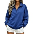 thumbnail image 1 of Horkkom Quarter Zip Pullover Women Casual Loose Soft Tops Oversized Fall Winter Sweatshirt XXL, 1 of 6