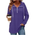 thumbnail image 1 of Horkkom Quarter Zip Pullover Women Casual Tunic Drawstring Tops Fashion Solid Color Comfort Hoodie with Pockets XXL, 1 of 7