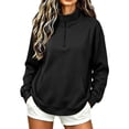thumbnail image 1 of Horkkom Quarter Zip Pullover Women Solid Color Casual Mock Neck Sweatshirt Comfort Fall Sweatshirt with Pockets XXL, 1 of 6