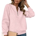 thumbnail image 1 of Horkkom Quarter Zip Pullover Women Solid Color Long Sleeve Sweatshirt Causal Loose Sweatshirts M, 1 of 7