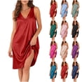 thumbnail image 1 of Horkkom Satin Nightgowns for Women Silk V Neck Sleeveless Nightgowns Lightweight Comfy Sleep Shirts S, 1 of 6