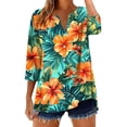 thumbnail image 1 of Horkkom Short Sleeve Tops for Women V Neck Floral Print Button Down Shirts Spring Summer Loose Casual Tops XXL, 1 of 6