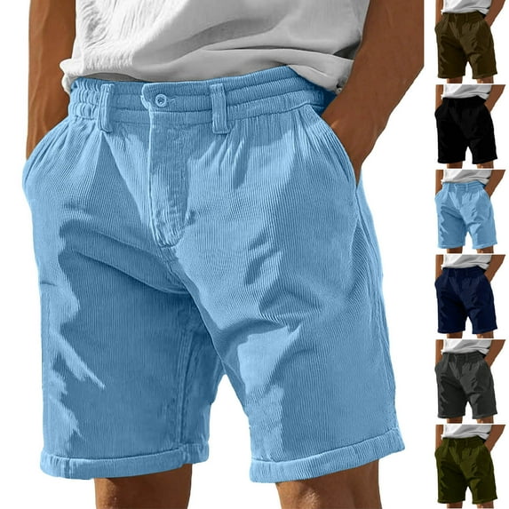 Horkkom Shorts Men Button Zipper Elastic Waist Shorts Casual Summer Gym Workout Shorts with Pockets S