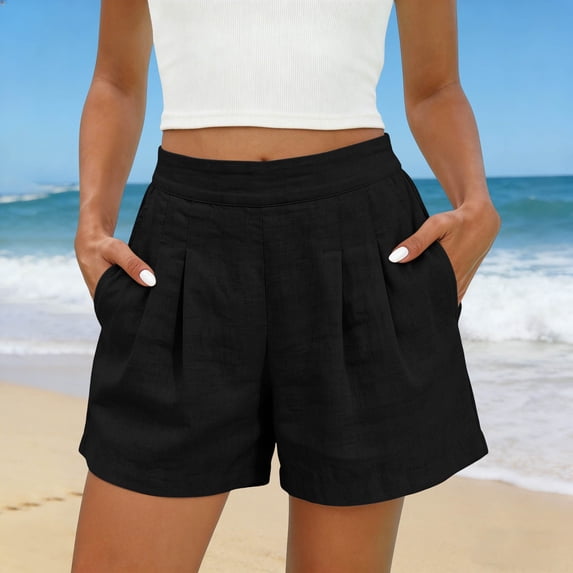 Horkkom Shorts for Women Casual Solid Color Wide Leg High Waisted Shorts Summer Vacation Versatile Beach Shorts, S-3XL