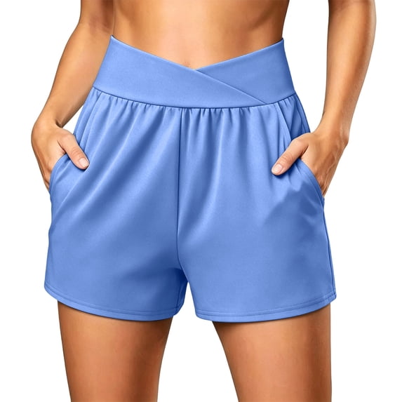 Horkkom Shorts for Women High Waisted Straight Leg Running Shorts Ruched Workout Golf Athletic Shorts, S-3XL