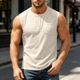 thumbnail image 1 of Horkkom Sleeveless Shirts for Men Button Solid Color Tank Tops Workout Vacation Casual Shirts with Pockets, S-3XL, 1 of 9