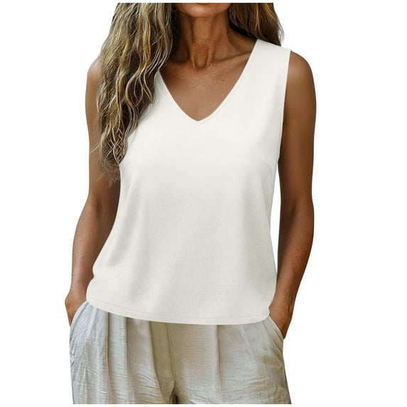 Horkkom Sleeveless Tops for Women Wide Strap Solid Color Tank Tops Work Loose Casual Tops,S-2XL