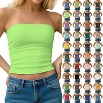 Horkkom Strapless Tops for Women Summer Backless Solid Color Tube Tops Going Out Bandeau Tops L, Gifts for Women