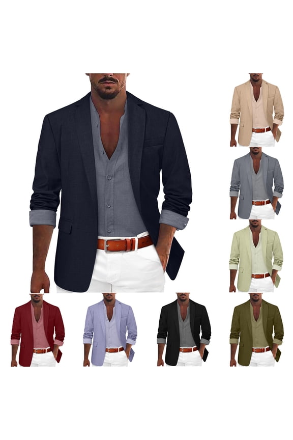 Suit Jacket for Men Casual One Button Blazer Solid Color Sport Coats with Pockets 3XL, Gifts for Men