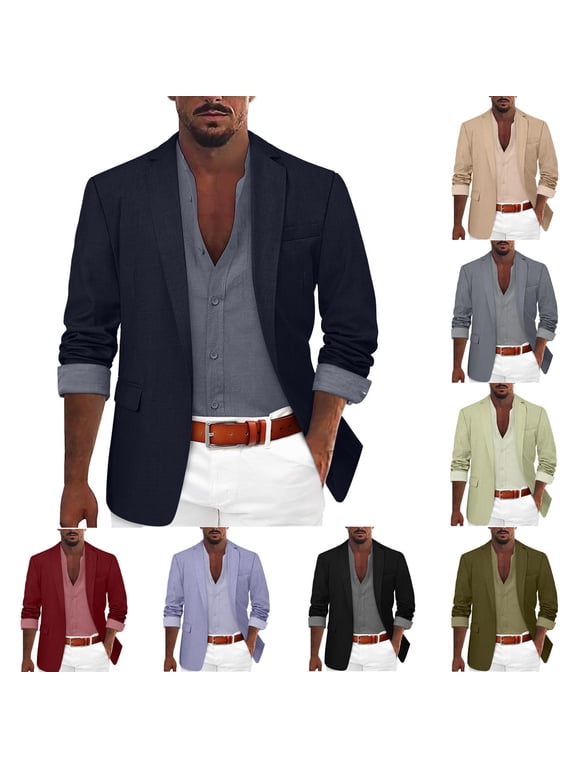 Suit Jacket for Men Casual One Button Blazer Solid Color Sport Coats with Pockets S, Gifts for Men