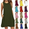 thumbnail image 1 of Horkkom Sundresses for Women Summer Sleeveless Mini Dresses Solid Color Tank Beach Dresses with Pockets M, 1 of 5
