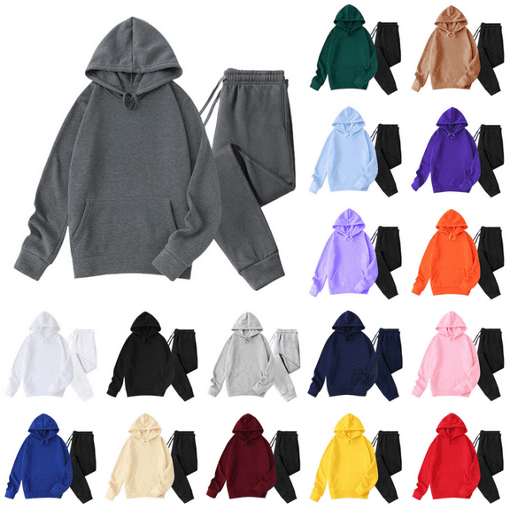 Horkkom Sweat Suits Men Pullover Hoodies with Pockets Elastic Waist Drawstring Sweatpants Athletic Workout Sweatsuit 2 Piece Outfits M, Gifts for Men