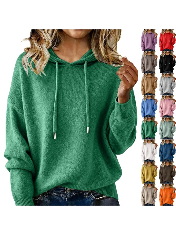 Sweater Hoodies for Women Long Sleeve Pullover Sweaters Causal Loose Sweaters with Hood Drawstring XXL