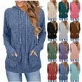 thumbnail image 1 of Horkkom Sweaters for Women Solid Color Pullover Hoodies Fall Casual Sweatshirt with Drawstring Pocket XXL, Gifts for Women, 1 of 9