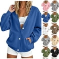 thumbnail image 1 of Horkkom Sweatshirt Cardigan Women Long Sleeve Button Up Cardigans Casual Loose Sweatshirts with Pockets S, 1 of 7