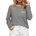 thumbnail image 1 of Horkkom Sweatshirt for Women Casual Crewneck Trendy Pullover Tops Striped Comfy Long Sleeve Sweatshirt S, 1 of 4