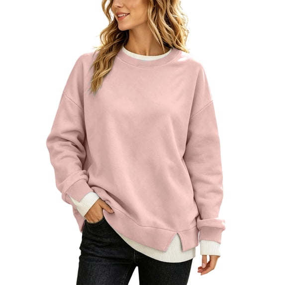 Horkkom Sweatshirt for Women Crew Neck Casual Oversized Sweatshirts Contrast Pullover Trendy Fall Sweatshirts S