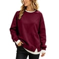 thumbnail image 1 of Horkkom Sweatshirt for Women Crew Neck Casual Oversized Sweatshirts Contrast Pullover Trendy Fall Sweatshirts XXL, 1 of 8