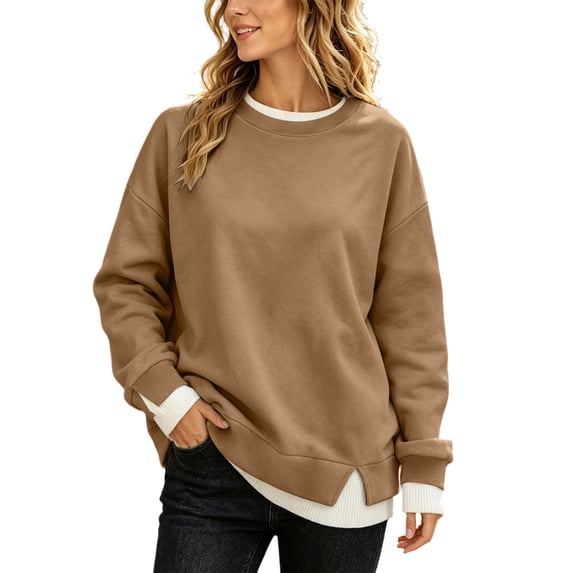 Horkkom Sweatshirt for Women Crew Neck Casual Oversized Sweatshirts Contrast Pullover Trendy Fall Sweatshirts XXL