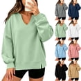 thumbnail image 1 of Horkkom Sweatshirt for Women V Neck Long Sleeve Pullover Sweatshirts Soft Comfy Oversized Sweatshirt, S-2XL, 1 of 7