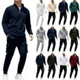 thumbnail image 1 of Horkkom Sweatsuits for Men with Pockets Casual Track Suits 2 Piece Set Quarter Zip Pullover Elastic Waist Drawstring Joggers XXL, 1 of 5