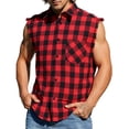thumbnail image 1 of Horkkom Tank Tops Men Plaid Color Block Sleeveless Shirts Muscle Workout Button Down Shirt with Pockets, M-3XL, 1 of 9