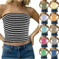 thumbnail image 1 of Horkkom Tube Tops for Women Summer Backless Strapless Outfit Going Out Striped Print Bandeau Tops XL, Gifts for Women, 1 of 10