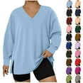 thumbnail image 1 of Horkkom V Neck Sweatshirt Women Plus Size Pullover Oversized Sweatshirt Fall Loose Casual Tops XXXXXL, Gifts for Women, 1 of 5