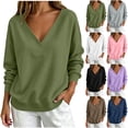 thumbnail image 1 of Horkkom V Neck Sweatshirt Women Pullover Solid Color Oversized Sweatshirts Casual Loose Sweat Shirts M, 1 of 6