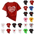 thumbnail image 1 of Horkkom Valentines Shirts for Women Short Sleeve Heart Print Graphic T Shirts Valentine's Day Crewneck Graphic Tees XXXL, Gifts for Women, 1 of 7