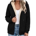 thumbnail image 1 of Horkkom Warm Jackets for Women Winter Zip Up Fleece Lined Jacket Drawstring Fuzzy Hooded Jacket with Pockets XXXL, 1 of 6