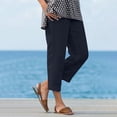 thumbnail image 1 of Horkkom Womens Linen Pants Solid Color Straight Leg High Waisted Pants Travel Beach Comfy Pants, S-2XL, 1 of 9