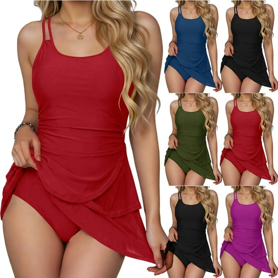 Horkkom Womens One Piece Swimsuits Summer V Neck Beach Bathing Suit Full Coverage Slimming Solid Color Swimwear XXL
