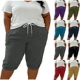 thumbnail image 1 of Horkkom Womens Shorts Plus Size Elastic Waist Drawstring Shorts Summer Running Workout Shorts with Pockets L, 1 of 8