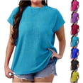 thumbnail image 1 of Horkkom Womens Summer Tops Plus Size Crew Neck Solid Color Short Sleeve Shirts Casual Loose Tunic Tops XXL, 1 of 10