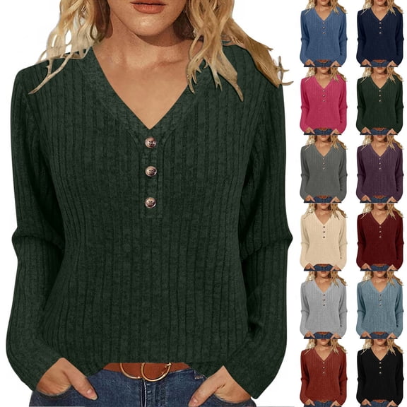 Horkkom Womens Sweaters Pullover V Neck Sweaters Causal Solid Color Cozy Sweaters XL